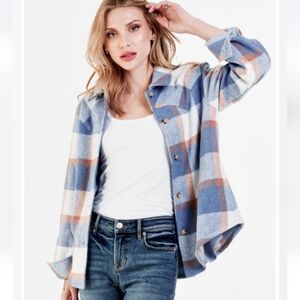 Dear John West Blue and Tan Plaid Jacket Size Small